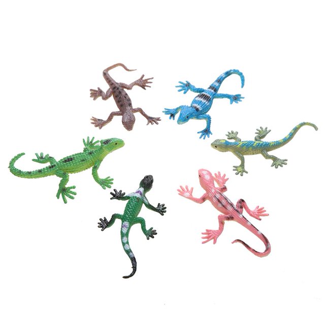 Qiilu Lizard Model Toy, Plastic Animal Model Toy,12pcs/set Soft Plastic Lizard Reptile Model Educational Toy for Toddler Children Kids Gift