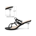 thumbnail image 2 of BLISSFUL STEP Bow Knot Heeled Sandal Slip-On Open-Toe Stiletto Heel Strappy Rhinestone Sandals for Women Black (Size 6), 2 of 7