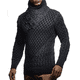 thumbnail image 5 of Suéter de punto grueso para hombres suéter de cuello alto suéter de doble pecho suéter de invierno gris oscuro l, 5 of 5