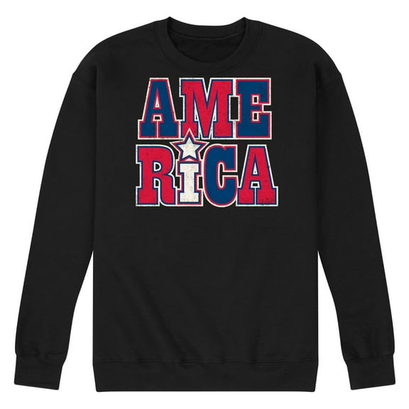 Instant Message - America Stacked - Men's Crew Neck Fleece Pullover