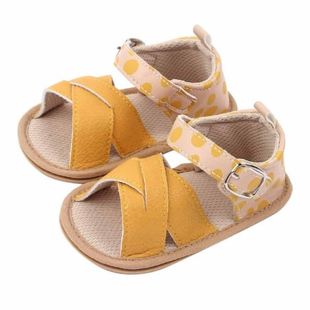 

Zlekejiko Girls Open Toe Dot Printed Shoes First Walkers Shoes Summer Toddler Flat Sandals