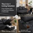 thumbnail image 4 of Ktaxon Convertible Sectional Sofa Bed, L‑Shaped Sleeper Couch with Storage Chaise, USB Port & Cup Holders, for Living Room Apartment Small Space PU, Black, 4 of 7