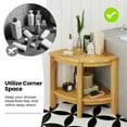 thumbnail image 6 of Gymax Corner Shower Stool Teak Wood Shower Bench w/ Storage Shelf Bathroom Foot Stool, 6 of 10