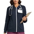 thumbnail image 4 of Vivianyo HD Women's V‑Neck Zip Up Nurse Work Sweatshirt, Fitted Stretch Long Sleeve Top, Fall Uniform Cover Up with Pen Sleeve Slots and Pockets for Medical Workplace and Daily Errands, Sizes S-2XL, 4 of 7