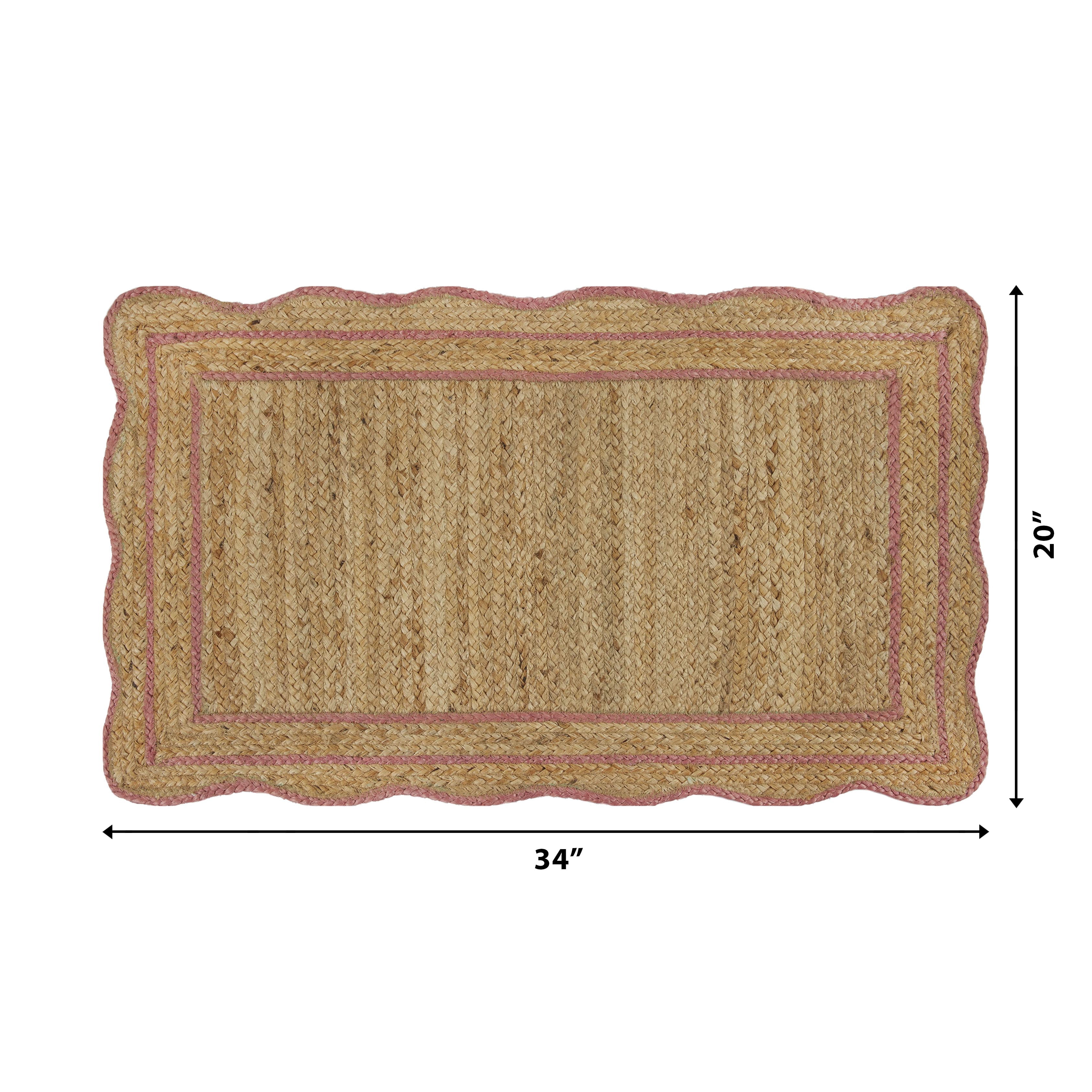The Pioneer Woman 100% Jute Scallop Kitchen Rug, Natural & Coral, 20" x 34"