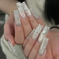 thumbnail image 3 of 24Pcs Leopard Print Design False Nails with Bow Rhinestone Long Square Press on Nails Wearable French Ballet Fake Nail Tips FGS, 3 of 7