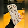 thumbnail image 3 of Coffee Pattern Solid Color Frosted Lens Protection Anti-drop TPU Phone Case For IPHONE 15 14 13 12 11 XS XR X 7 8 Plus Pro Max Mini Gift/anniversary/Valentine's Day, 3 of 5