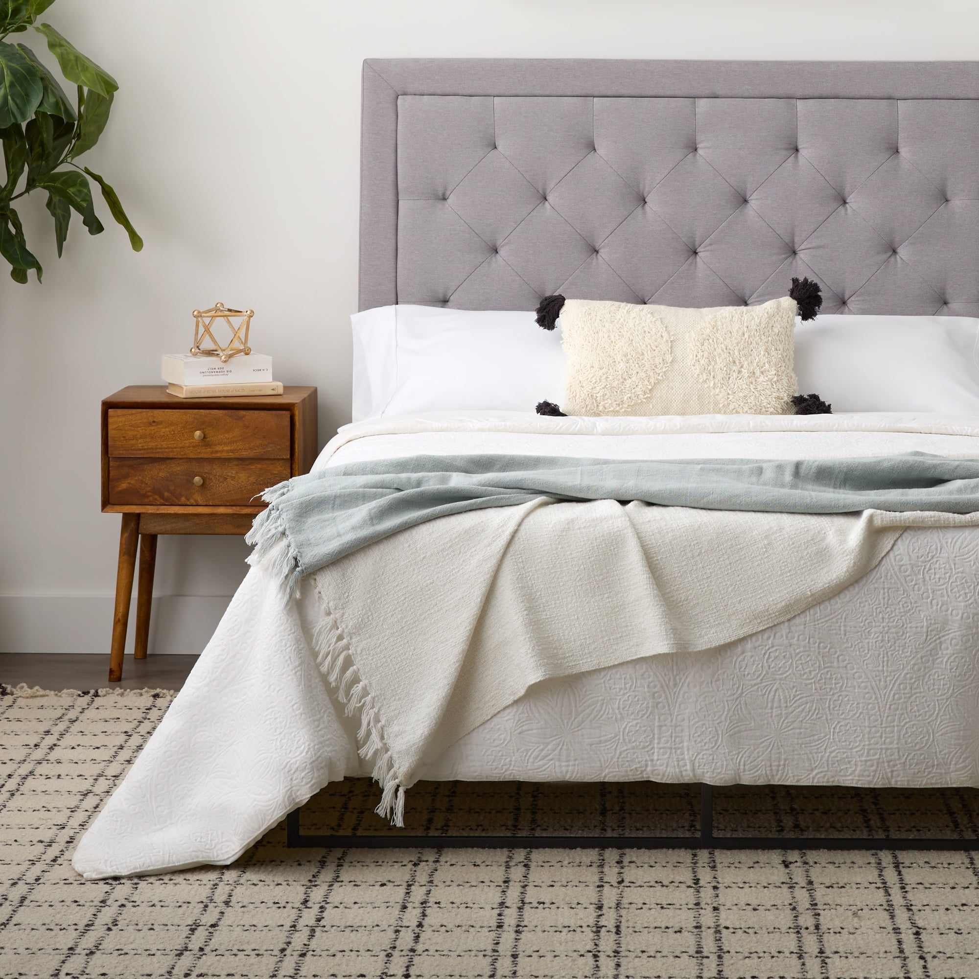 Rest Haven Medford Rectangle Upholstered Headboard with Diamond