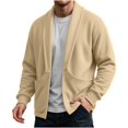 thumbnail image 3 of MXALUOB Men's Cardigan Sweaters Shawl Collar Open Front Long Sleeve Winter Sweater Solid Color Regular Fit Fashion Outerwear for Daily Wear, 3 of 6