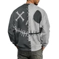 thumbnail image 6 of Fabrcox S-5XL Halloween Shirts for Men Spooky Pumpkin Face Patchwork Men Crewneck Sweatshirt Funny Fall Waffle Knit Big and Tall Pullover XL, 6 of 7