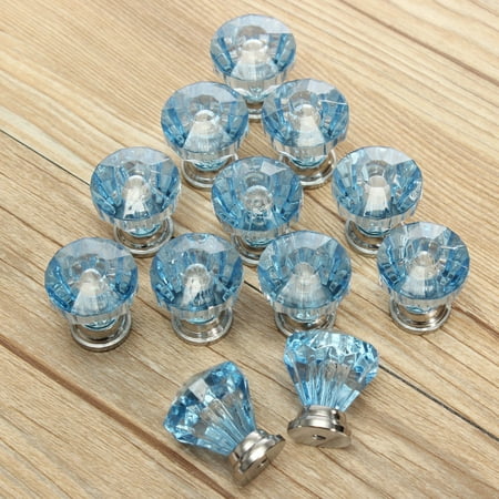 Clear Acrylic Drawer Knobs Filfeel 12Pcs Diamond Shape Acrylic Kitchen Bedroom Cabinet Knob Drawer Closet Furniture Pull Handle 25mm Blue ()