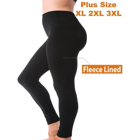 Kuda Moda Women Fleece Lined Warm Full Length Legging Thermal Pants Plus Size 1X 2X (Best Black Legging Pants)