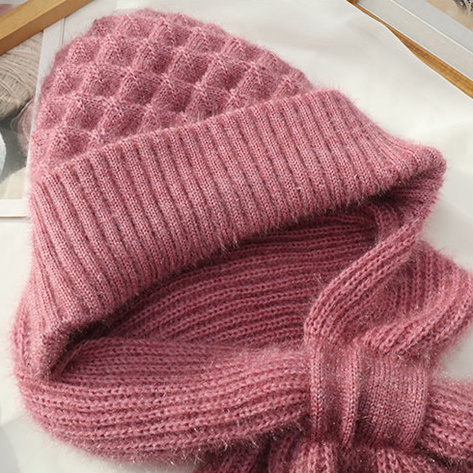 The classic knitted ear protector and warm hat is new and light and comfortable Wholesale AMELIA Extra Warm Alpaca Wool Knit Winter Hat with  main image 4