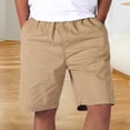 thumbnail image 3 of Casual Shorts for Men Summer Lightweight Elastic Waist Wide Straight Leg Loose Bermuda Shorts with Pockets, 3 of 6