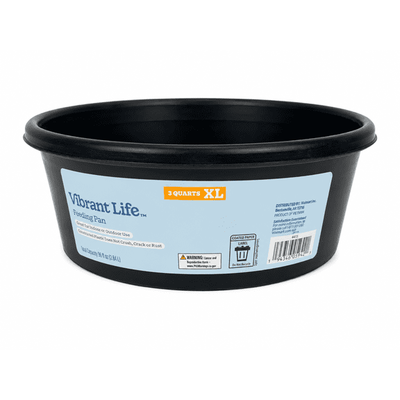 Vibrant Life Extra Large 3-Quart Rubber Feeding Pan, Black