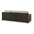 thumbnail image 5 of Waga 97 Inch Outdoor Sofa, 4 Throw Pillows, Brown Resin Wicker, Beige, 5 of 5