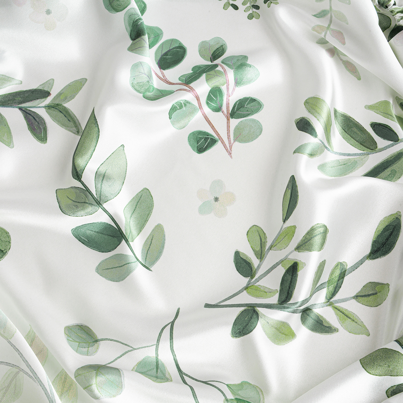 Sweet Jojo Designs Botanical Sage Green White Satin Fitted Crib Sheet