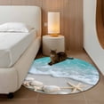 thumbnail image 4 of Non-Slip Rug Pad Rugs Coastal Beach Shell Starfish Round Area Rugs 4Ft Soft Carpet Pads for Living Room Kids Room, Summer Teal Water Ripple, 4 of 9