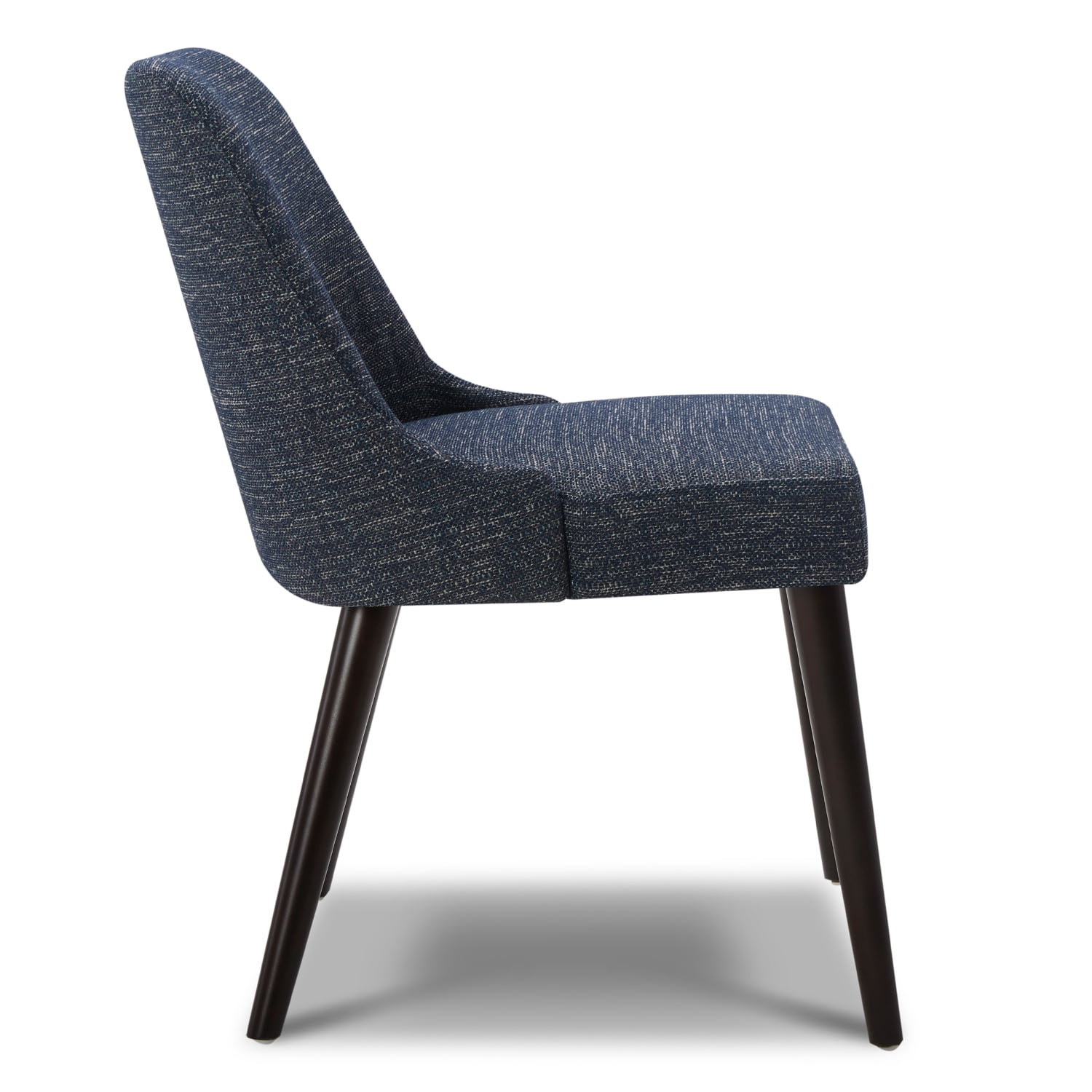 CHITA Modern Fabric Upholstered Kitchen & Dining Room Chairs Set of 2, Wood Legs, Dark Blue