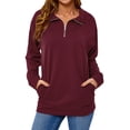 thumbnail image 5 of Xuanfei Women Stand Collar Zip Up Side Pocket Long Sleeve Top, 5 of 7
