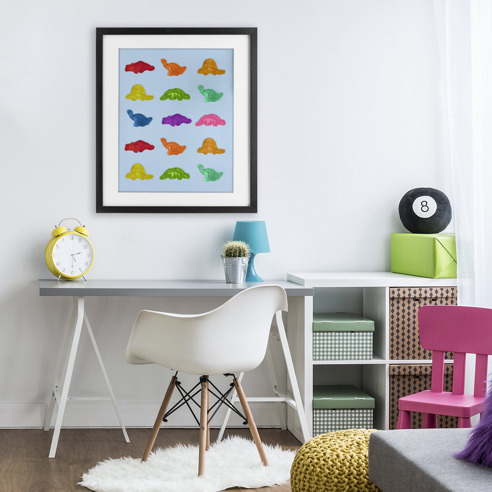 Stupell Industries Colorful Dinosaur Candies Black Framed Print Under Glass, design by LISH Creative