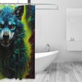 thumbnail image 2 of Shower Curtain, Fluorescent Wolf Waterproof Fabric Plastic Shower Curtain, Drying Fast Bathroom Curtain with 9 Buttonholes, Ruffle Shower Curtain 60x72in, 2 of 8