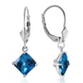 thumbnail image 1 of Galaxy Gold 14k White Gold Dangle Earrings with Square-shaped Blue Topaz, 1 of 4