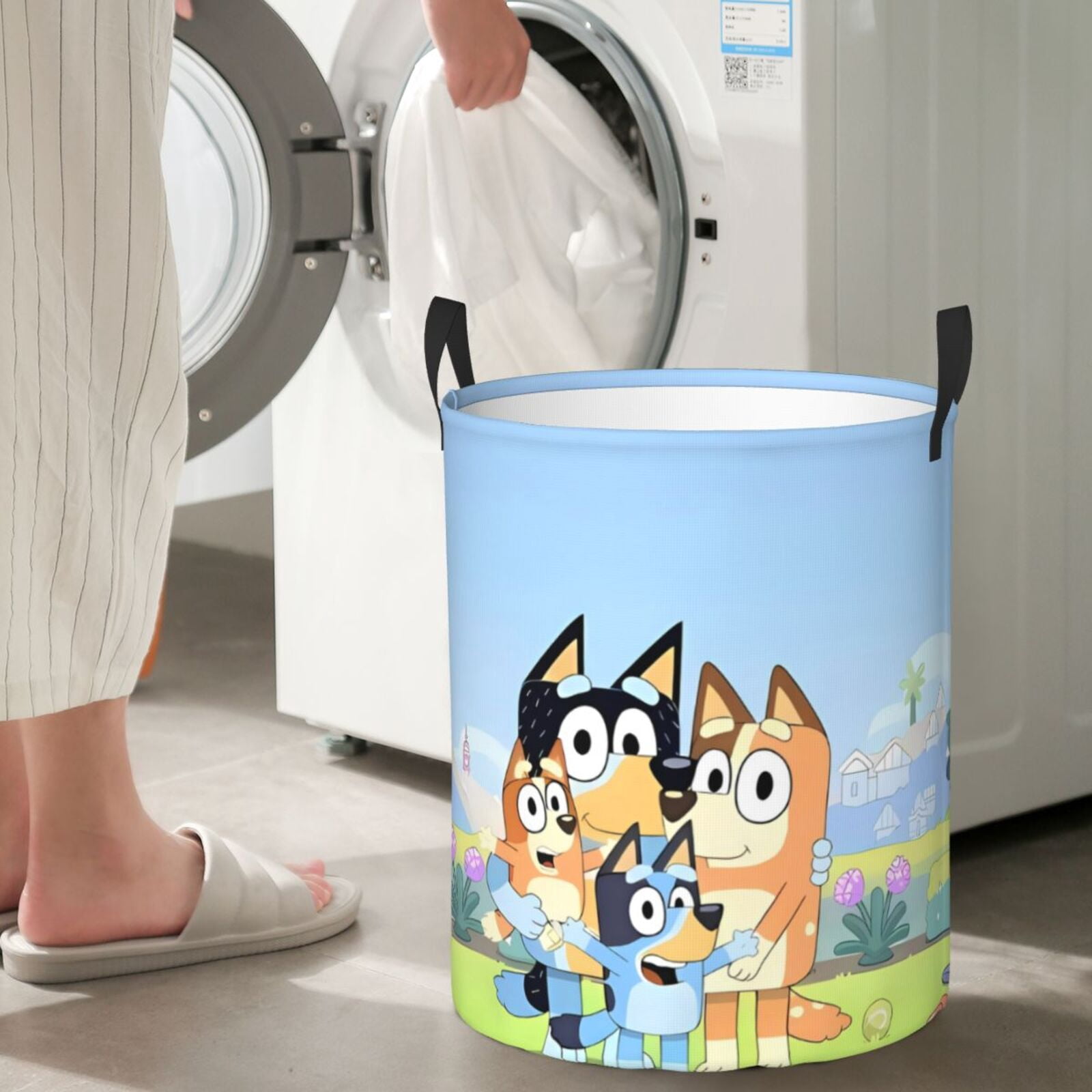 Johaoi Bluey Pattern Round Large Laundry Basket -Storage Basket - Toy Storage Basket, Perfect as Hamper, Kids Room Storage, and Toy Containment-