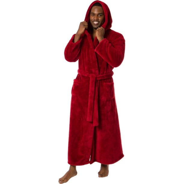 grad lærebog Positiv Ross Michaels Mens Robe Big & Tall with Hood - Long Plush 400GSM Luxury  Fleece Bathrobe with Shawl Collar (Red, Large-X-Large) - Walmart.com