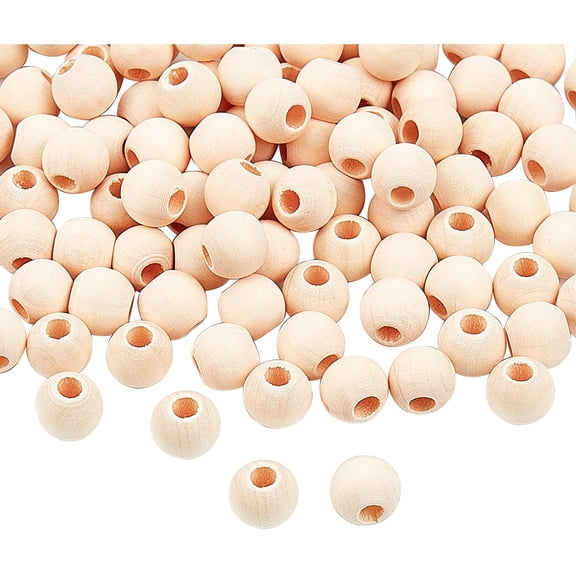 500pcs Natural Wood Beads 12mm Large Hole Wood Beads Unfinished Wooden Spacer Beads Garland Farmhouse Decor Bracelet Necklace Jewelry DIY Craft Making 3~5mm Hole