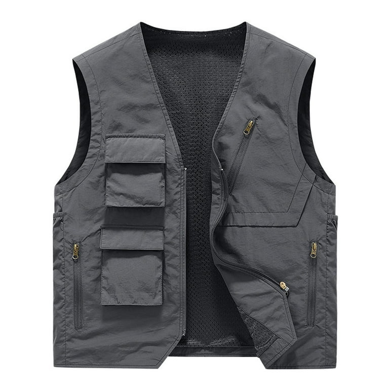 Mens Jacket Winter Coat for Men Men's Workwear Solid Vest Coat Stand Collar  Sleeveless Hoodless Jacket Tank Tops Flannel Jackets for Men Clearance on  Sales Gray,L 