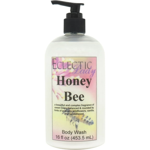 Honey Bee Body Wash by Eclectic Lady, Liquid Shower Gel for Women and Men, 16 Ounces