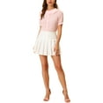 thumbnail image 2 of INSPIRE CHIC Women's Peter Pan Collar Ruffled Trim Gingham Button Down Blouse XL Pink, 2 of 6