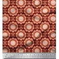 thumbnail image 1 of Soimoi Red Silk Fabric Vector Design Damask Decor Fabric Printed Yard 42 Inch Wide, 1 of 3