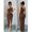 Brown, variant on Brown Womens One Shoulder Long Dress With Waist Cutout Ring Detail