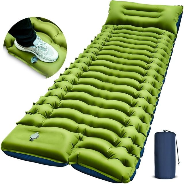 Yuzonc Colchoneta para Dormir para Acampar, Colchoneta para Acampar Ultraligera con Almohada, Bomba de pie incorporada, colchonetas Inflables para Dormir, compactas para Acampar, Mochilero, Senderismo