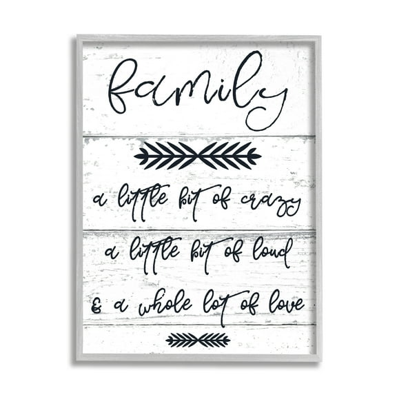 The Stupell Home Decor A Little Crazy Loud Love Family Gray Framed Texturized Art
