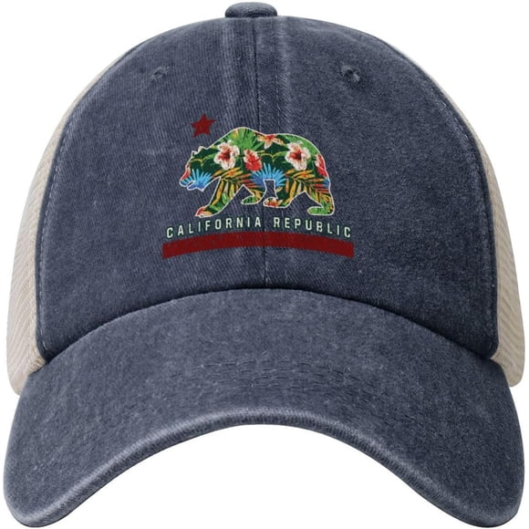 California Republic California Bear I Love Califor Cowboy Hat Men Vintage Mesh Baseball Cap Women Trucker Hat Black