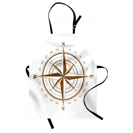 Elodie Detail Bib Compass Apron Seamanship Brown Compass with Windrose and Detailed Angles Directions on the Ocean Print, Unisex Kitchen Bib Apron with Adjustable Neck for Cooking Baking Gardening, Brown, by Ambesonne ()
