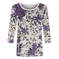 thumbnail image 4 of Jsaierl Tops for Women 3/4 Sleeve Plus Size Crew Neck Shirts Trendy Floral Ladies Blouses Workout Cotton Tunic Top S-2XL, 4 of 5
