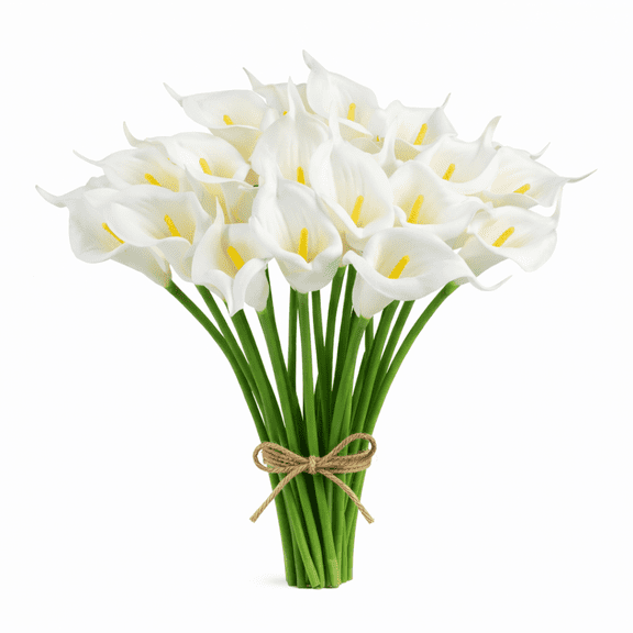 HUIANER 15Pcs Artificial Calla Lily Fake Flower Stems 13.7" for Home Kitchen Wedding Table Decoration (White)