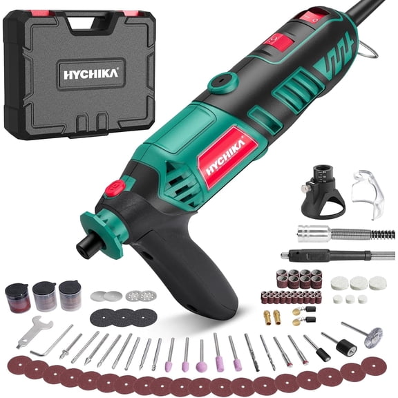 HYCHIKA 173-Piece Corded Rotary Tool Kit with Flex Shaft, 1.5-Amp Variable Speed 8000-35000 RPM, for DIY, Wood Carving, Metal Engraving and Polishing