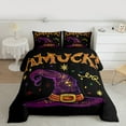 thumbnail image 2 of jejeloiu Witch Hats Full Size Comforter Sets,Amuck Halloween Day Bedding Comforter Set,Purple Orange Black Bedding Sets For Girls,Ultra Soft Home Decor Reversible,3 Pieces, 2 of 8
