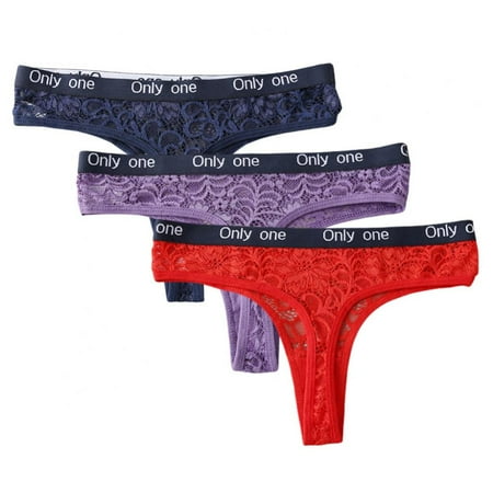 

Xmarks Low Rise Hipster Panties for Women Seamless - Lace Hollow Out T-Back Thongs See Through Panties Breather Soft Panties(3-Packs)