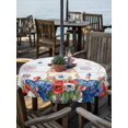 thumbnail image 2 of Outdoor Tablecloth with Umbrella Hole for Patio/Picnic/Party/Camping, 4th of July Waterproof Table Cloth Round Cover Washable, Independence Day Patriotic Flowers Dogs Grey (Dia 60"), 2 of 9
