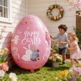 thumbnail image 6 of Giant Inflatable Easter Egg Decoration - Pink PVC Bunny Pattern Yard Art, Weatherproof Outdoor Lawn Ornament for Garden Patio Party, Reusable Spring Holiday Inflatable Decor for Kids, 6 of 6