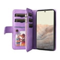 thumbnail image 3 of Multifunctional Case for Google Pixel 6 Pro,[RFID Blocking] 9 Credit Cards Holder with Wrist Strap, Premium PU Leather Zipper Wallet Purse Magnetic Flip Phone Cover for Google Pixel 6 Pro, Purple, 3 of 12