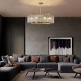 thumbnail image 4 of HOOMEDELIER 33.5" Modern Drum Crystal Chandelier Lighting with Glass Shade, 8-Light Gold Luxury Pendant Ceiling Light Fixture for Indoor, 4 of 10
