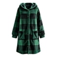 thumbnail image 6 of ibuvkizy Womens Buffalo Plaid Fuzzy Long Fleece Coat,Lapel Collar Button Up Teddy Sherpa Warm Oversized Winter Hooded Outer Jacket with Pockets,L, 6 of 6