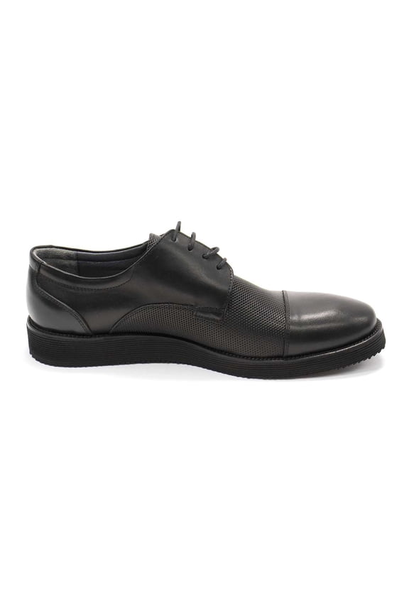 Men's Anthony Cap Toe Leather Oxford Shoes, Polla Nero,8 M US
